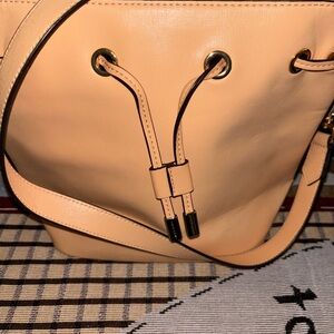 Charles & Keith Peach Drawstring Shoulder Bucket Bag